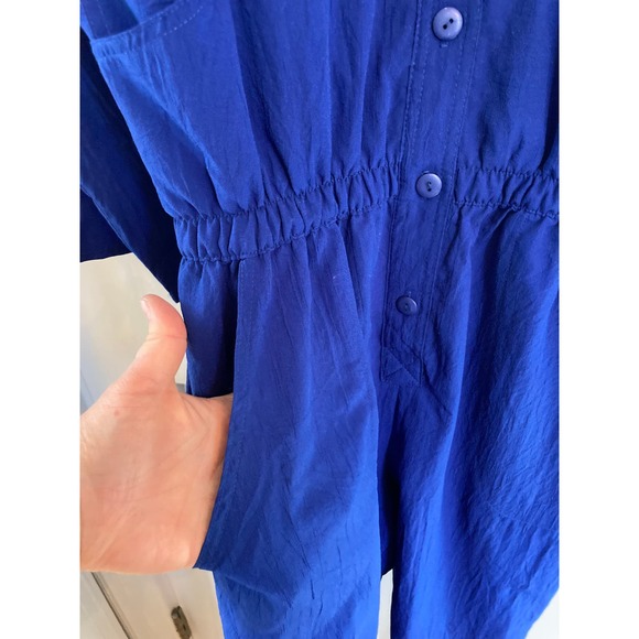 Vintage Dee California Jumpsuit Romper Royal Blue Rayon 80s Women’s Size - Picture 5 of 7
